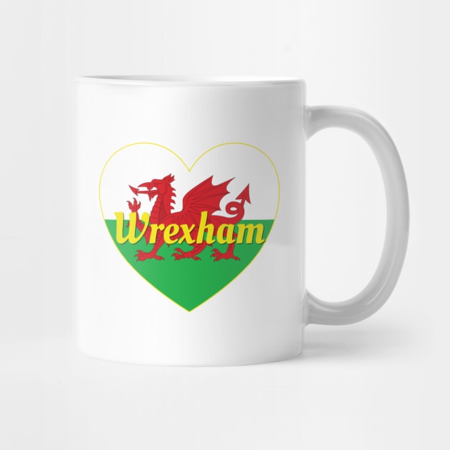 Wrexham Wales UK Wales Flag Heart by DPattonPD